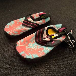 Kids' Aqua Shoes with Coral and Teal Design